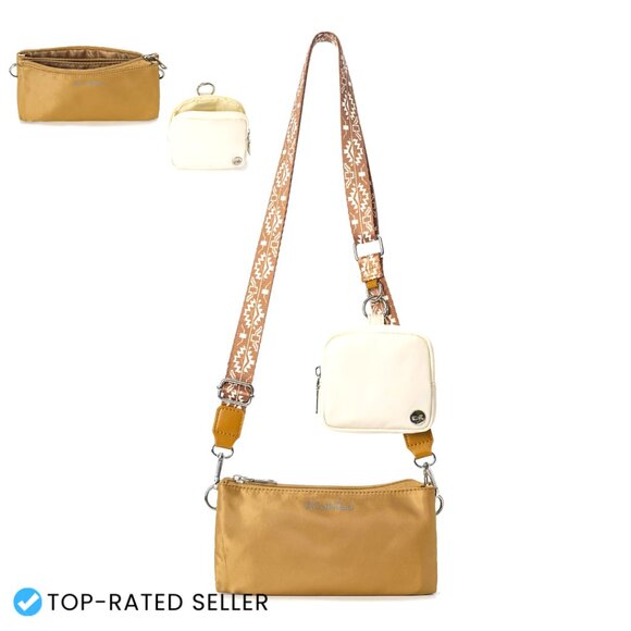 Handbags - Nylon Crossbody Bag Waterproof Multi-Pocket Trendy Shoulder Purse Wide Strap